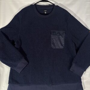 Alfani Crew Neck Men's Pullover Sweater Size XL Navy Blue Fleece Soft Pocket